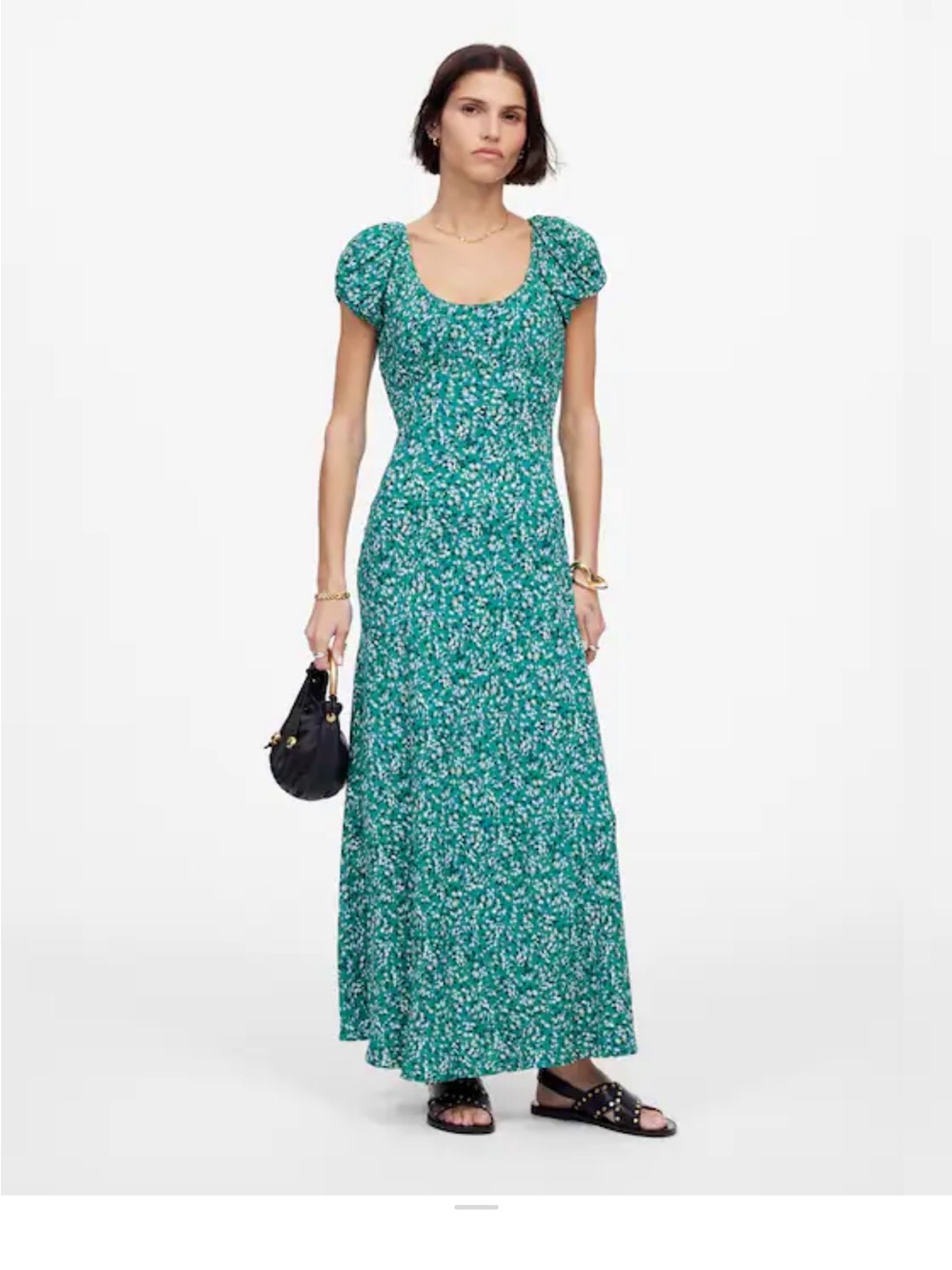 Madewell Teal Floral Scoop-Neck Maxi Dress